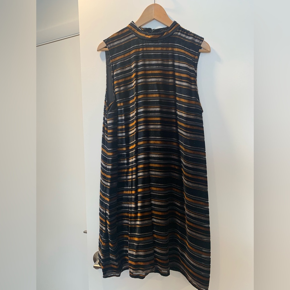 ModCloth Striped Sleeveless Velvet Dress
